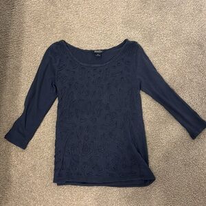 Lucky Brand 3/4 Sleeve Navy Top Size M